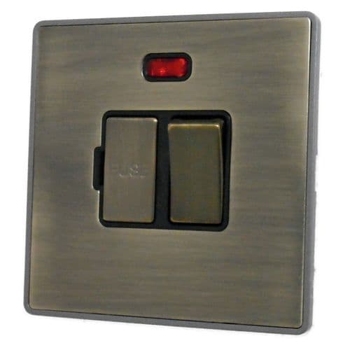 Caradok Screwless Premium Vintage Brass Metal 1 Gang Fused Spur 13A Switched & Neon - Caradok - Screwless Vintage Brass