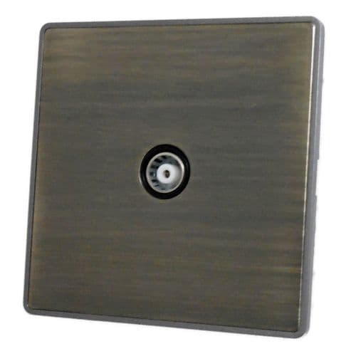 Caradok Screwless Premium Vintage Brass Metal 1 Gang TV Coax Socket Point - Caradok - Screwless Vintage Brass