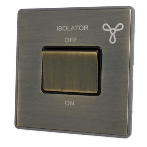 Caradok Screwless Premium Vintage Brass Metal 1 Gang Triple Pole 10A Fan Isolator Switch - Caradok - Screwless Vintage Brass