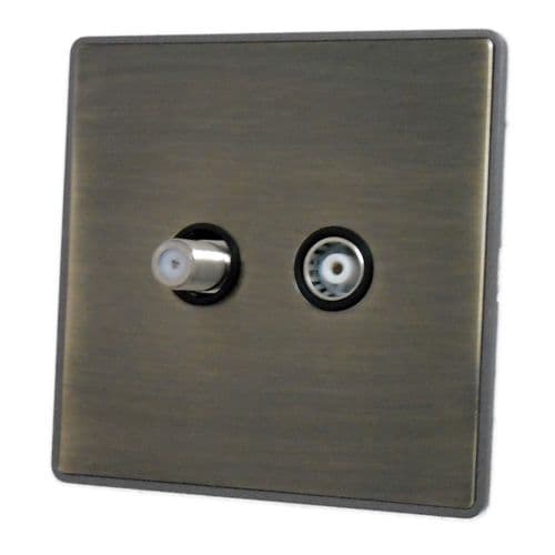 Caradok Screwless Premium Vintage Brass Metal 1 Gang TV Coax & Satellite Socket Point - Caradok - Screwless Vintage Brass