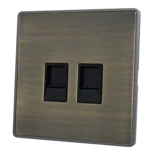 Caradok Screwless Premium Vintage Brass Metal 2 Gang RJ45 Cat5e Data Socket Point - Caradok - Screwless Vintage Brass