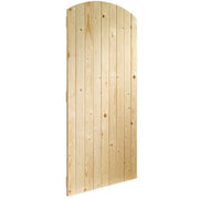 Wooden gate with a curved top on a white background