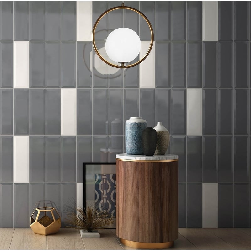Subway Dark Grey Bevel Décor - Tiles