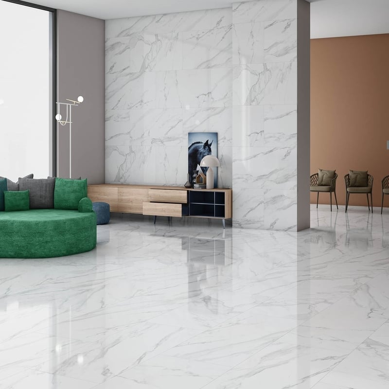 Tech-Marble White Statuario (Polished Finish) - All Sizes - Tiles