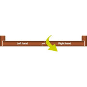 Diagram showing a brown handle with labeled 'Left hand' and 'Right hand' on a white background.