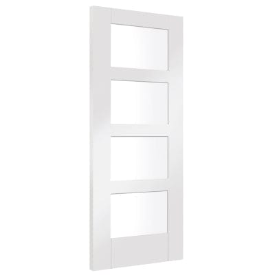 Shaker 4 Light Internal White Primed Fire Door with Clear Glass -