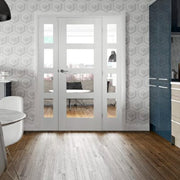 Shaker 4 Light Internal White Primed Fire Door with Clear Glass -