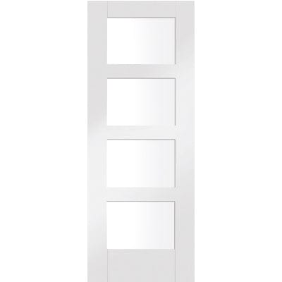 Shaker 4 Light Internal White Primed Door with Clear Glass -