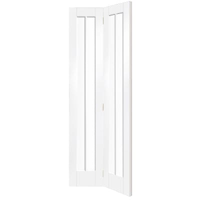 Worcester Internal White Primed Bi-Fold Door with Clear Glass - 1936 x 379.5 x 35mm -