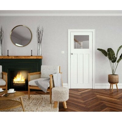 Edwardian 4 Panel White Primed Glazed Internal Door - All Sizes - Doors