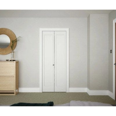 Shaker 2 Panel White Primed Panel Bi-Fold Internal Door 1981 x 762mm - Doors