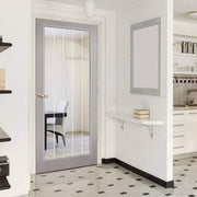 Moulded Textured Vertical Grey Pre-Finished 1 Glazed Clear With Frosted Lines Light Panel - 1981mm x 762mm - Doors
