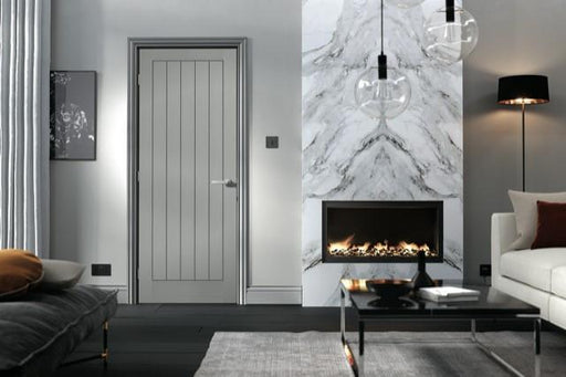 Moulded Textured Vertical Grey Pre-Finished 5 Panel Interior Door - 1981mm x 686mm - Doors