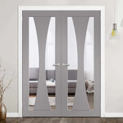 Verona Pre-Finished Internal Light Grey Door Pair (Clear Glass) -