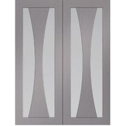 Verona Pre-Finished Internal Light Grey Door Pair (Clear Glass) -