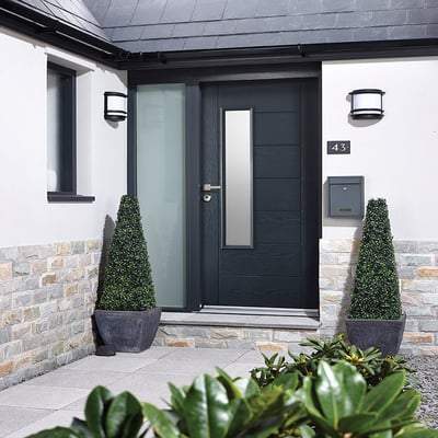 Newbury Grey GRP Pre-Finished 1 Double Glazed Frosted Light Panel External Door - All Sizes - Doors