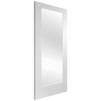 Pattern 10 White Primed Internal Rebated Door Pair with Clear Glass - All Sizes - Hardware > Building Materials > Doors