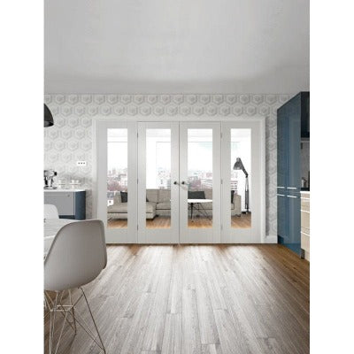 Pattern 10 White Primed Internal Rebated Door Pair with Clear Glass - All Sizes - Hardware > Building Materials > Doors