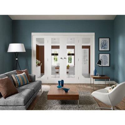 Pattern 10 White Primed Internal Rebated Door Pair with Clear Glass - All Sizes - Hardware > Building Materials > Doors