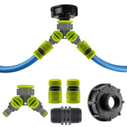 IBC 2” S60X6 Cap with Two Way Valved Splitter and Hose Connector - Home & Garden > Lawn & Garden