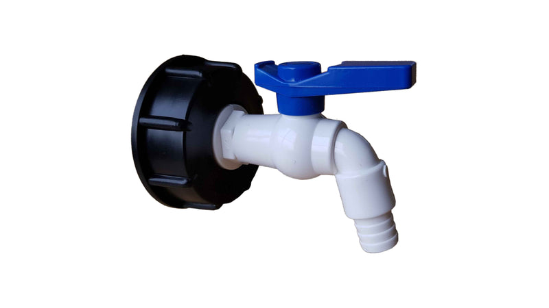 IBC 2” S60X6 Cap with White Blue Plastic Tap - Home & Garden > Lawn & Garden