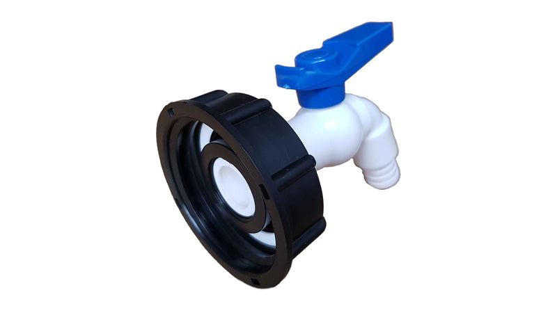 IBC 2” S60X6 Cap with White Blue Plastic Tap - Home & Garden > Lawn & Garden