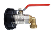 IBC 2” S60X6 Cap with Lever Valve and Brass Compression Elbow ½” BSP – 15mm - Home & Garden > Lawn & Garden