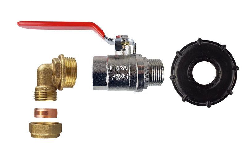 IBC 2” S60X6 Cap with BSPM-F Lever Valve and Brass Compression Straight 1” BSP – 28mm - Home & Garden > Lawn & Garden