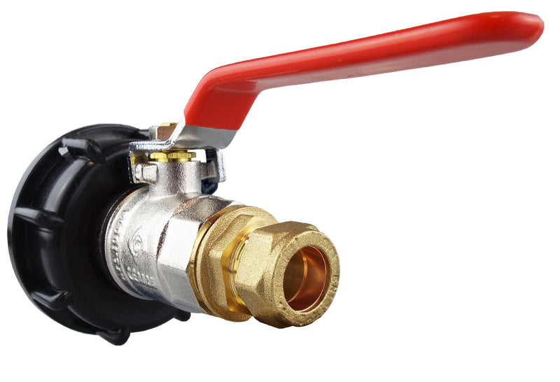 IBC 2” S60X6 Cap with BSP Female Lever Valve and Brass Compression Straight 1” BSP – 28mm - Home & Garden > Lawn & Garden