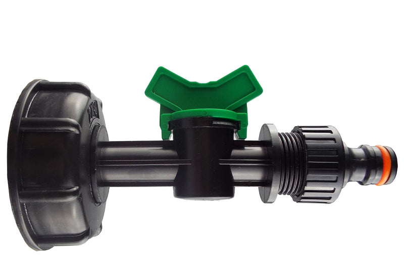 IBC 2” S60X6 Cap with In-Line Valve and Male Quick Connector - Home & Garden > Lawn & Garden