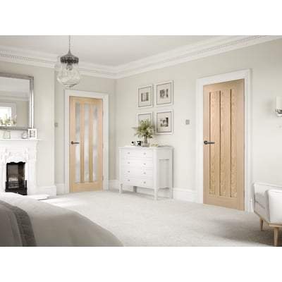 Oak Utah 3 Frosted Light Panel Un-Finished Internal Door - 1981mm x 686mm -