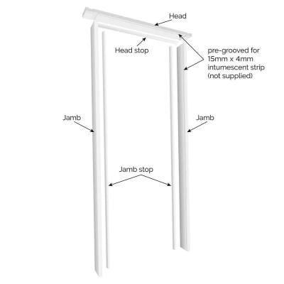 JB Kind Trenched White Primed Fire Door Lining Set - All Sizes - Hardware > Building Materials > Door Hardware