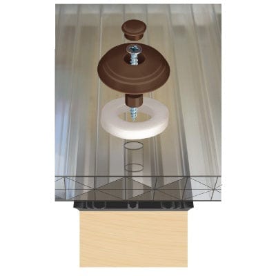 10mm Polycarbonate Fixing Buttons (Pack of 10) - Brown