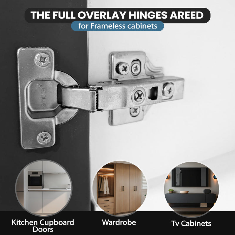 30 PACK 110 Degree Full Overlay Soft Close Kitchen Cabinet Door Hinges Adjustable Inc Backplates - Hardware > Hardware Accessories > Hinges
