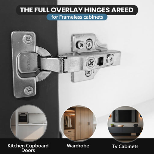 110 Degree Full Overlay Soft Close Kitchen Cabinet Door Hinges Adjustable Inc Backplates - Hardware > Hardware Accessories > Hinges