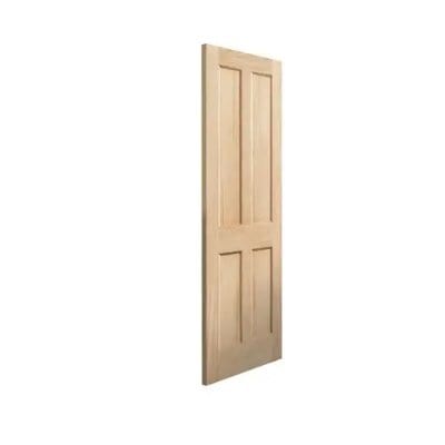 Wooden door with two panels on a white background