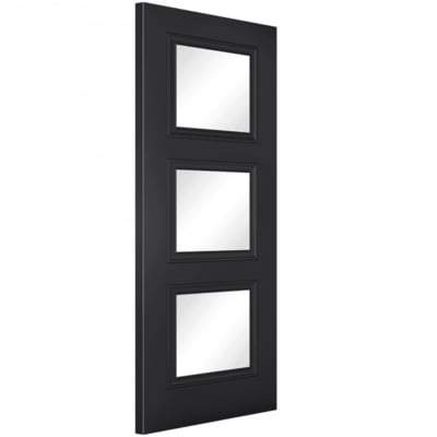 Antwerp Black Primed 3 Glazed Clear Light Panels Interior Door - 1981mm x 838mm -