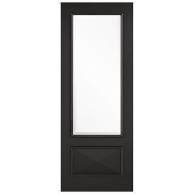 Knightsbridge Black Primed 1 Glazed Clear Light Panel Interior Door - All Sizes - Doors