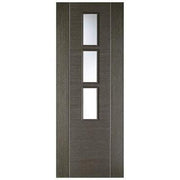 Alcaraz Chocolate Grey Pre-Finished 3 Glazed Clear Light Panels Interior Door - 1981mm x 762mm -