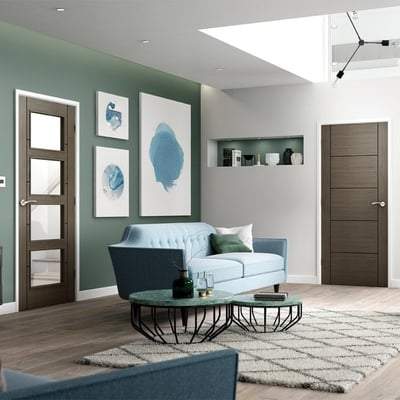 Vancouver Chocolate Grey Pre-Finished 5 Panel Interior Fire Door FD30 - All Sizes - Doors