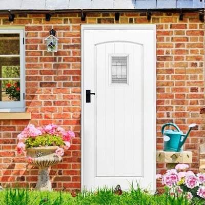 Cottage White GRP Pre-Finished 1 Double Glazed Lead Light Panel External Door - All Sizes - Doors