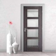 Vancouver Ash Grey Pre-Finished 4 Glazed Clear Light Panels Interior Door - All Sizes - Doors
