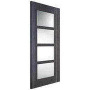 Zanzibar Ash Grey Pre-Finished 4 Glazed Clear Light Panels Interior Door - All Sizes - Doors