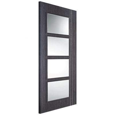 Zanzibar Ash Grey Pre-Finished 4 Glazed Clear Light Panels Interior Door - All Sizes - Doors
