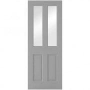 Moulded Textured Grey Pre-Finished 2 Glazed Clear Light Panels Interior Door - 1981mm x 686mm -