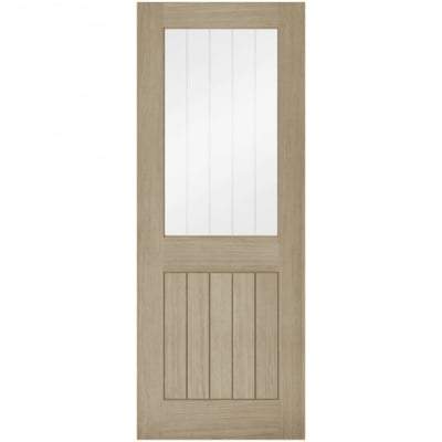 Belize Light Grey Pre-Finished 1 Glazed Clear With Frosted Lines Light Panel Interior Door - 1981mm x 762mm -