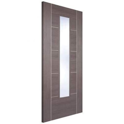 Vancouver Medium Grey Laminated 1 Glazed Clear Light Panel Interior Door - 1981mm x 762mm -
