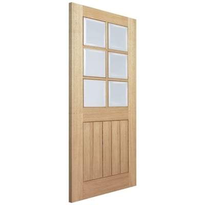 Oak Mexicano 6 Light Clear Bevelled Panel Un-Finished Internal Door - 2040mm x 826mm -