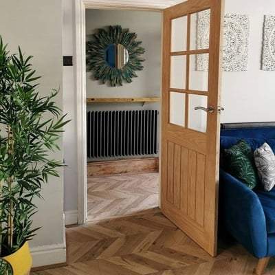 Oak Mexicano 6 Light Clear Bevelled Panel Un-Finished Internal Door - All Sizes - Doors