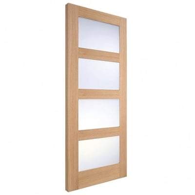 Oak Shaker 4 Clear Glass Light Panel Pre-Finished Internal Door - 2040mm x 726mm -